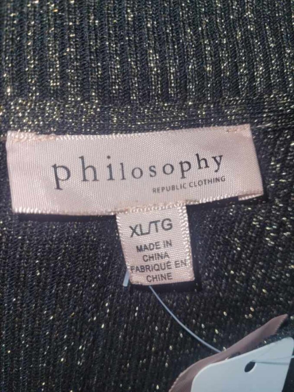 Philosophy Black and Gold VNeck Sweater - Picture 3 of 6